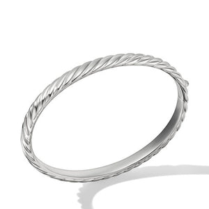 Sculpted Cable Bangle Bracelet in 18K White Gold, Size Medium