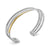 Crossover Three Row Bracelet in Sterling Silver with 18K Yellow Gold and Diamonds, 11mm, Size Medium