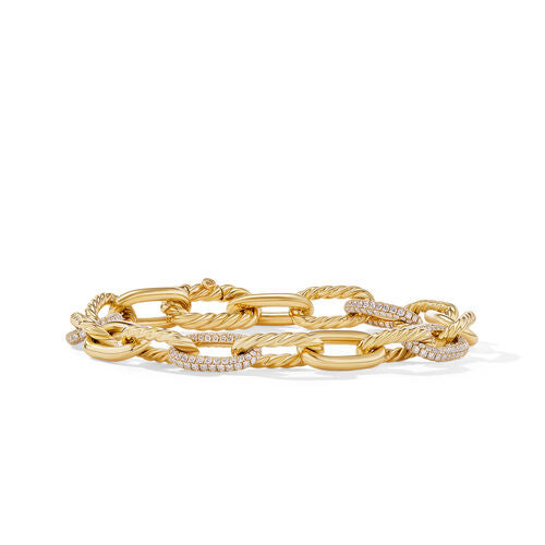 DY Madison Chain Bracelet in 18K Yellow Gold with Diamonds, Size Small