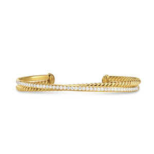 Crossover Two Row Bracelet in 18K Yellow Gold with Diamonds, 6mm, Size Large