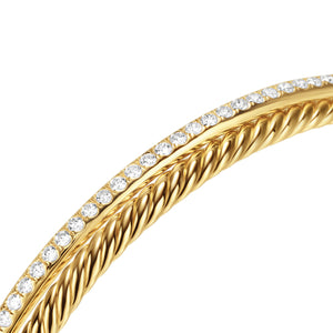 Crossover Two Row Bracelet in 18K Yellow Gold with Diamonds, 6mm, Size Large