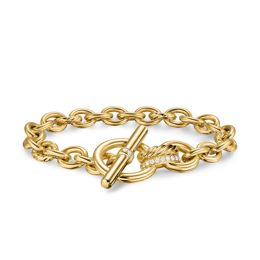 DY Mercer Toggle Chain Bracelet in 18K Yellow Gold with Diamonds, 8mm