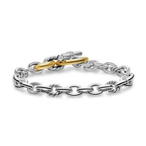DY Mercer Toggle Chain Bracelet in Sterling Silver with 18K Yellow Gold and Diamonds, 8mm