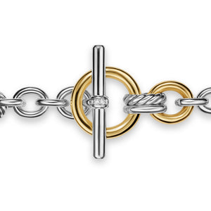 DY Mercer Toggle Chain Bracelet in Sterling Silver with 18K Yellow Gold and Diamonds, 8mm