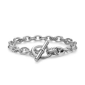 DY Mercer Toggle Chain Bracelet in Sterling Silver with Diamonds, 8mm