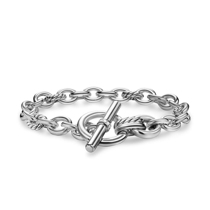 DY Mercer Toggle Chain Bracelet in Sterling Silver with Diamonds, 8mm