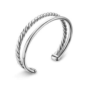 DY Mercer Two Row Cuff Bracelet in Sterling Silver, 8mm