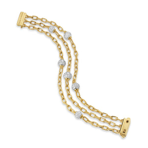 DY Madison Pavé Bead Multi Row Chain Bracelet in 18K Yellow Gold with Diamonds, 15mm