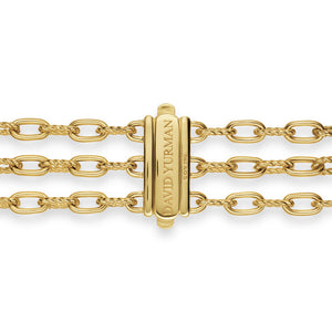 DY Madison Pavé Bead Multi Row Chain Bracelet in 18K Yellow Gold with Diamonds, 15mm