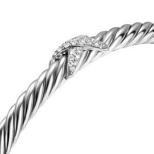 Cable Flex X Station Cuff in Sterling Silver with Diamonds, 4mm