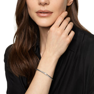 Cable Flex X Station Cuff in Sterling Silver with Diamonds, 4mm