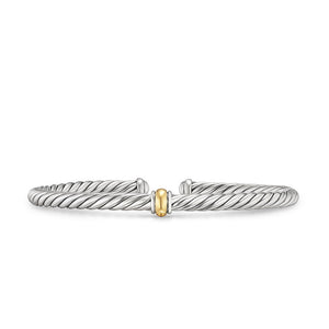 Cable Flex Station Bracelet in Sterling Silver with 14K Yellow Gold, 4mm