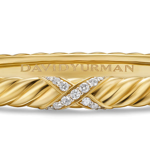 Sculpted Cable X Center Station Cuff in 18K Yellow Gold with Diamonds, 6mm