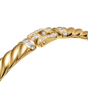 Sculpted Cable Buckle Bracelet in 18K Yellow Gold with Diamonds, 6mm
