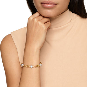 DY Madison Pavé Bead Chain Bracelet in 18K Yellow Gold with Diamonds, 6mm