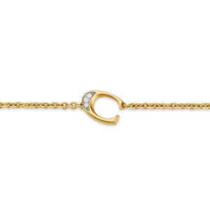Petite Pavé Initial Chain Bracelet in 18K Yellow Gold with Diamond C