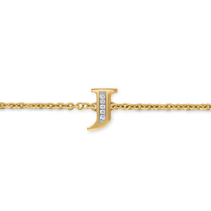 Petite Pavé Initial Chain Bracelet in 18K Yellow Gold with Diamond J