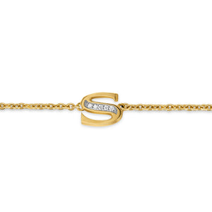 Petite Pavé Initial Chain Bracelet in 18K Yellow Gold with Diamond S
