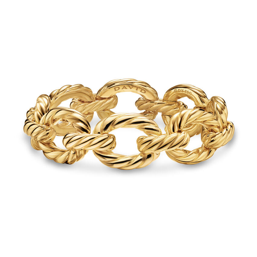 Sculpted Cable Oval Link Bracelet in 18K Yellow Gold, 18mm