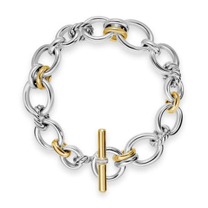 DY Mercer Chain Bracelet in Sterling Silver with 18K Yellow Gold and Diamonds, 8mm