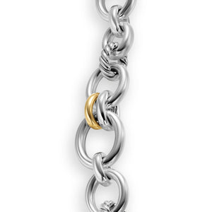 DY Mercer Chain Bracelet in Sterling Silver with 18K Yellow Gold and Diamonds, 8mm
