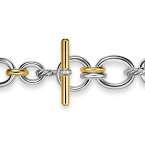 DY Mercer Chain Bracelet in Sterling Silver with 18K Yellow Gold and Diamonds, 8mm