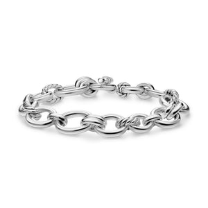 DY Mercer Chain Bracelet in Sterling Silver with Diamonds, 8mm
