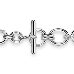 DY Mercer Chain Bracelet in Sterling Silver with Diamonds, 8mm