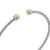 Micro Cable Flex Round Cuff in Sterling Silver with 14K Yellow Gold and Diamonds, 2.6mm