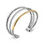 DY Mercer Three Row Cuff Bracelet in Sterling Silver with 18K Yellow Gold and Diamonds, 10mm
