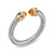 Renaissance Cable Flex Cuff in Sterling Silver with 14K Yellow Gold, Madeira Citrine, Tanzanite and Rhodolite Garnet, 9mm