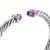 Cable Flex Cuff in Sterling Silver with 14K Yellow Gold and Amethyst, 6mm