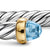 Cable Flex Cuff in Sterling Silver with 14K Yellow Gold and Blue Topaz, 6mm