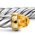 Cable Flex Cuff in Sterling Silver with 14K Yellow Gold and Citrine, 6mm