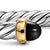 Cable Flex Cuff in Sterling Silver with 14K Yellow Gold and Black Onyx, 6mm