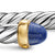 Cable Flex Cuff in Sterling Silver with 14K Yellow Gold and Lapis, 6mm
