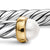 Cable Flex Cuff in Sterling Silver with 14K Yellow Gold and Pearls, 6mm