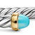 Cable Flex Cuff in Sterling Silver with 14K Yellow Gold and Turquoise, 6mm