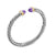 Cable Flex Cuff in Sterling Silver with 14K Yellow Gold, Amethyst and Diamonds, 6mm