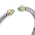 Cable Flex Cuff in Sterling Silver with 14K Yellow Gold, Prasiolite and Diamonds, 6mm