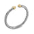 Cable Flex Cuff in Sterling Silver with 14K Yellow Gold Domes and Diamonds, 6mm