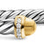 Cable Flex Cuff in Sterling Silver with 14K Yellow Gold Domes and Diamonds, 6mm