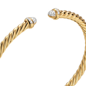 Cablespira Flex Cuff in 18K Yellow Gold with Diamonds, 4mm