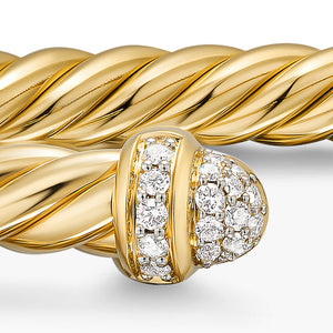 Cablespira Flex Cuff in 18K Yellow Gold with Diamonds, 4mm