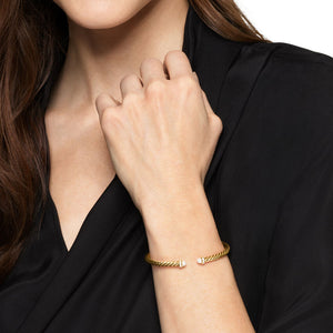 Cablespira Flex Cuff in 18K Yellow Gold with Diamonds, 4mm