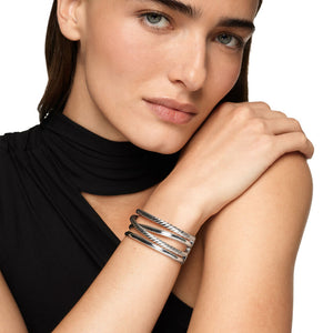 Bold Crossover Multi Row Cuff in Sterling Silver, 24.4mm
