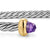 Micro Cable Flex Cuff in Sterling Silver with 14K Yellow Gold and Amethyst, 2.6mm