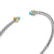Micro Cable Flex Cuff in Sterling Silver with 14K Yellow Gold and Aquamarine, 2.6mm