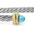 Micro Cable Flex Cuff in Sterling Silver with 14K Yellow Gold and Aquamarine, 2.6mm