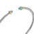 Micro Cable Flex Cuff in Sterling Silver with 14K Yellow Gold and Blue Topaz, 2.6mm